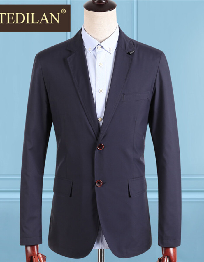 COTEDYLAN 产品2016春季新款时尚潮流薄款长袖男士休闲纯色西服 深蓝色 170
